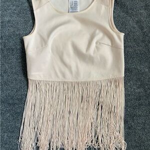 BCBGeneration Beige Mesh Detail Top